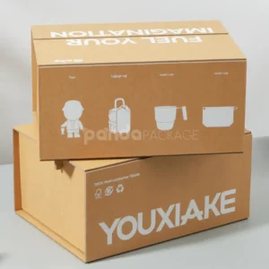 Eco kraft corrugated drawer box with flip-top lid and insert