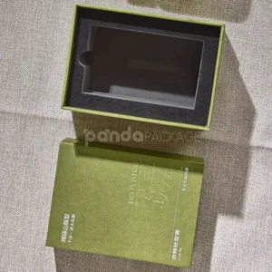 Olive green rigid paper box with lift-off lid and EVA insert
