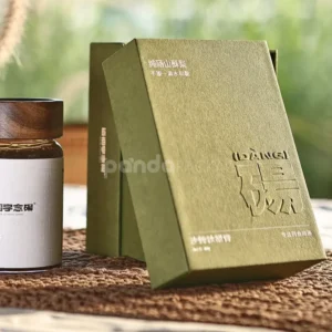 Olive green rigid paper box with lift-off lid and EVA insert