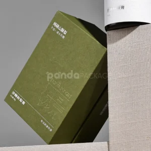 Olive green rigid paper box with lift-off lid and EVA insert
