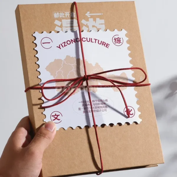 Kraft Book Style Rigid Box with Tie Wrap