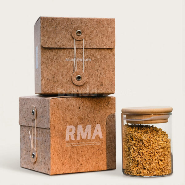 Natural Cork Paperboard Box with Tuck-End Design