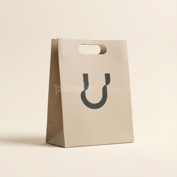 Minimal Kraft Paper Bag with Cutout Handle Design