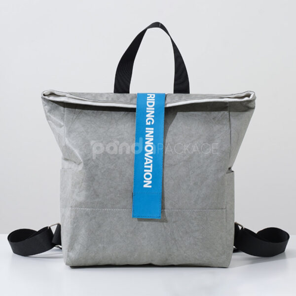 Modern Gray Tyvek Paper Backpack with Strap Accent