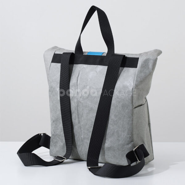 Modern Gray Tyvek Paper Backpack with Strap Accent