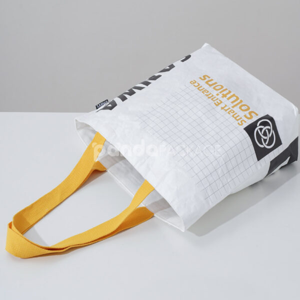 White Paper Shopping Bag with Yellow Carry Handles