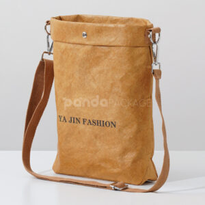Eco-friendly kraft paper crossbody bag with adjustable strap