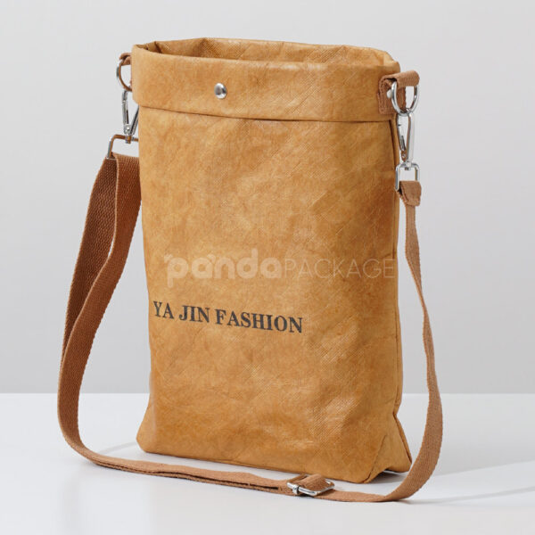 Brown Kraft Paper Crossbody Bag with Strap