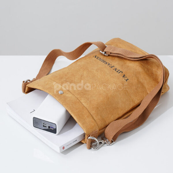Brown Kraft Paper Crossbody Bag with Strap