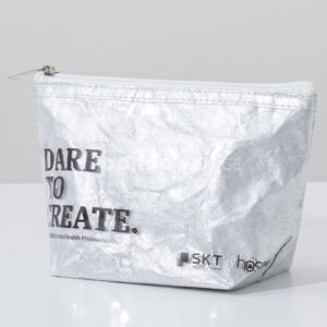 Silver zipper pouch with stand-up base for daily storage