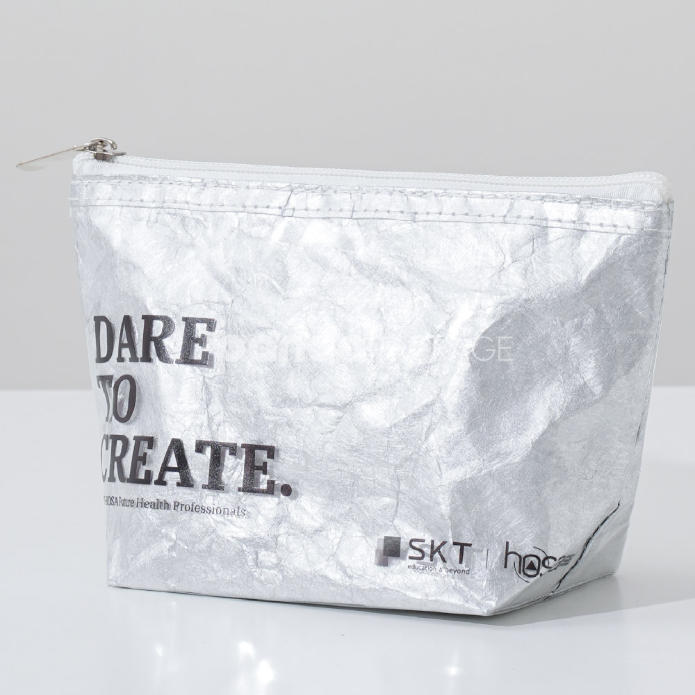 Silver zipper pouch with stand-up base for daily storage