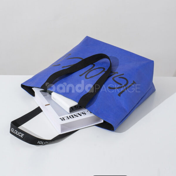 Bold Blue Paper Bag with Branded Fabric Handles