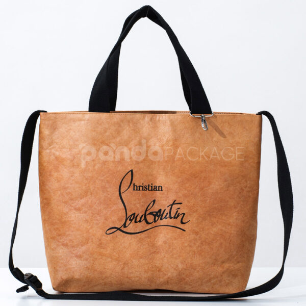 Brown Kraft Paper Tote Bag with Black Strap
