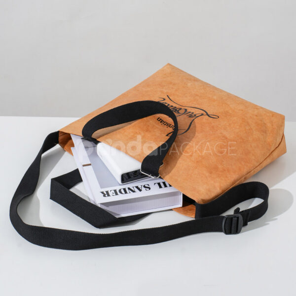 Brown Kraft Paper Tote Bag with Black Strap