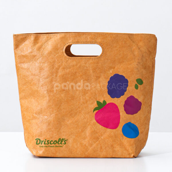 Natural Kraft Tote Bag with Fruit Pattern Print