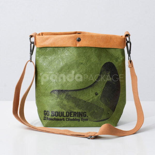 Recycled Paper Crossbody Bag in Olive Green