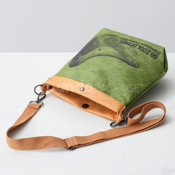 Recycled Paper Crossbody Bag in Olive Green