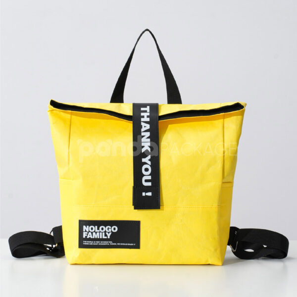 Yellow Tyvek Backpack with Black Letter Strap