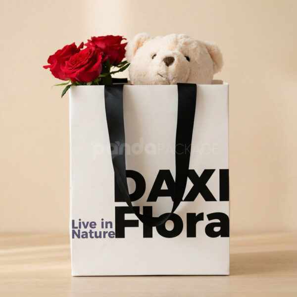 Bold Modern Gift Bag with Black Lettering & Handles