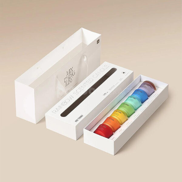 Rainbow Scented Candle Gift Set with Slide Box Packaging