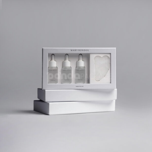 White Rigid Skincare Packaging Box with Window Insert