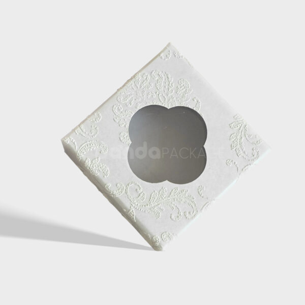 Square Embossed Paperboard Box with Decorative Window