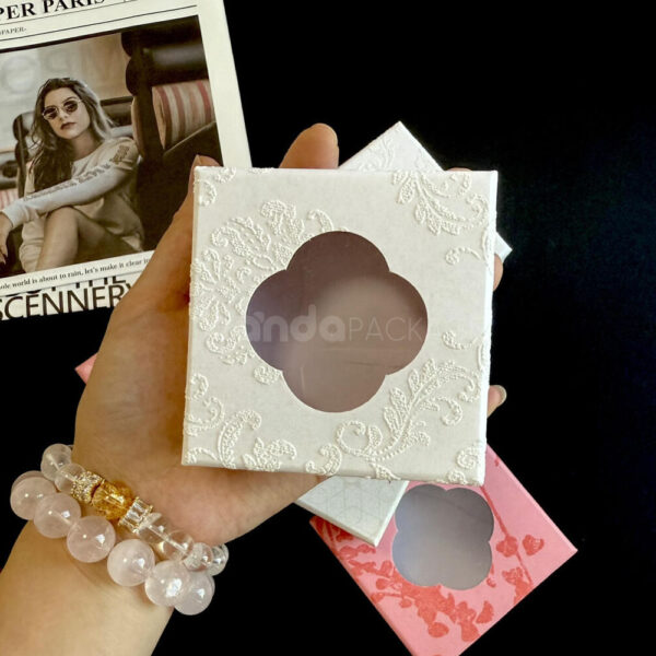 Square Embossed Paperboard Box with Decorative Window