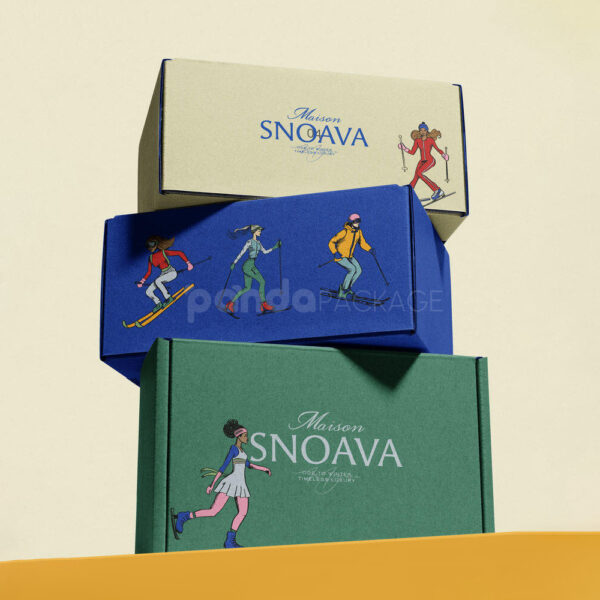 Flat Glued Mailer Box with Winter Sports Illustration