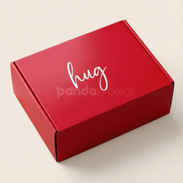 Flat Glued Box in Deep Red with Minimalist Typography