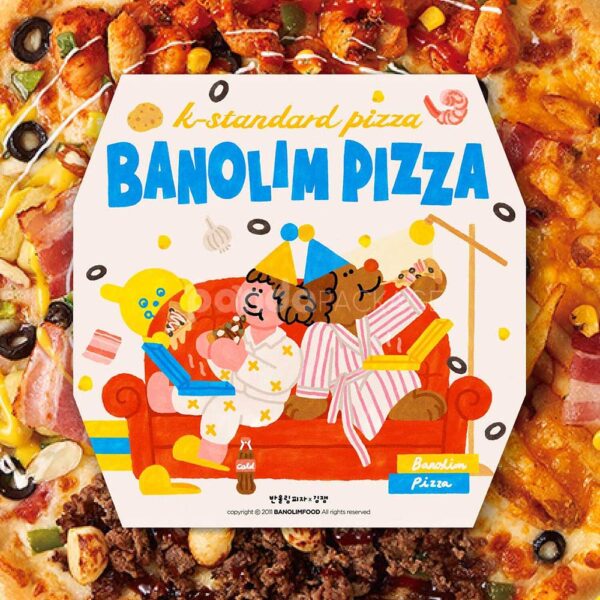 Octagon Pizza Box with Playful Illustration