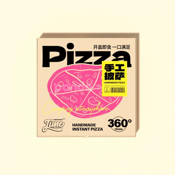 Trendy Flat Pizza Box with Neon Graphic