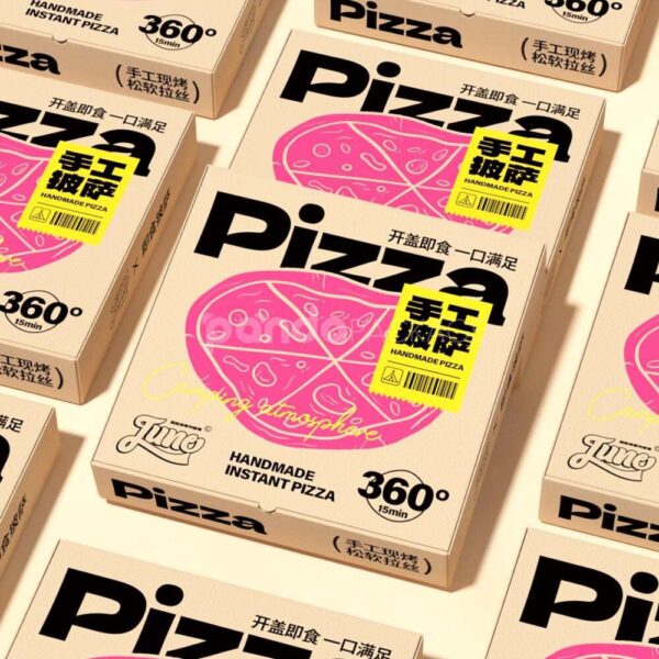 Trendy Flat Pizza Box with Neon Graphic