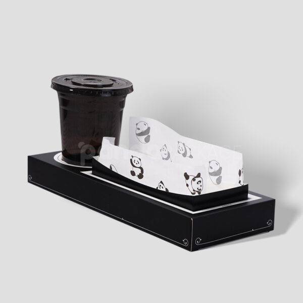 Takeaway Combo Tray Box with Drink Slot and Paper Food Holder