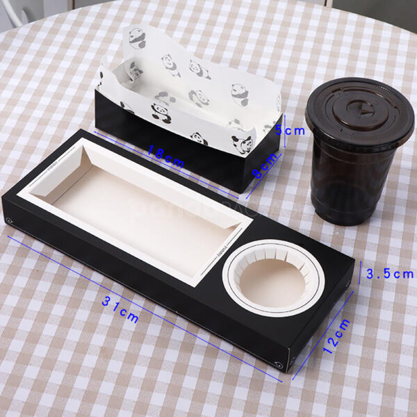 Takeaway Combo Tray Box with Drink Slot and Paper Food Holder