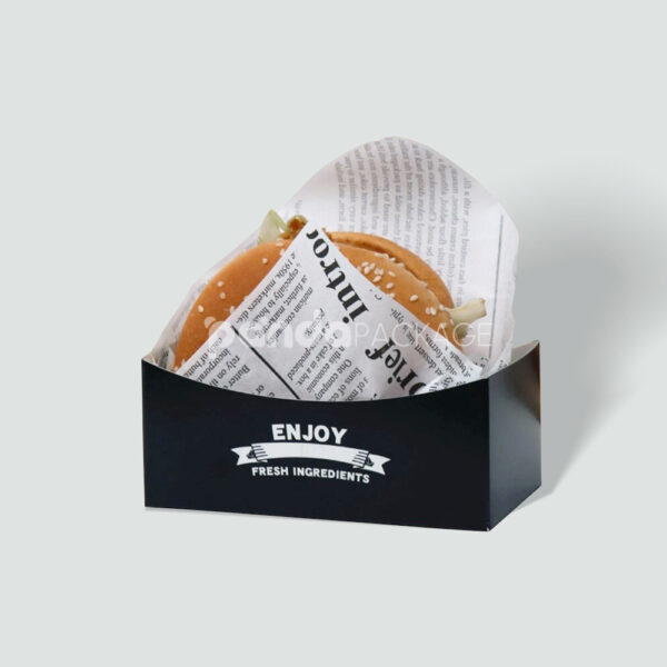 Takeaway Burger Tray Box with Open Top and Food-Grade Coating