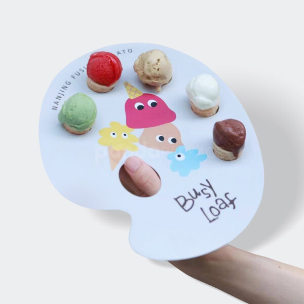Palette-Shaped Ice Cream Tray Box with Colorful Cone Holders