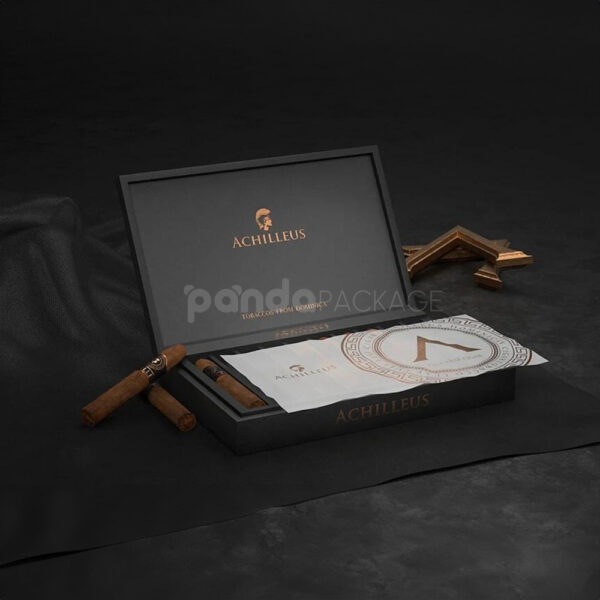 Luxury Black Rigid Cigar Box with Gold Foil Logo
