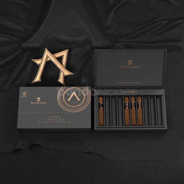 Luxury Black Rigid Cigar Box with Gold Foil Logo
