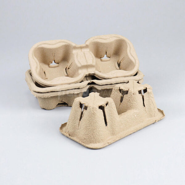 4-Slot Kraft Pulp Tray for Beverage or Cosmetic Packaging