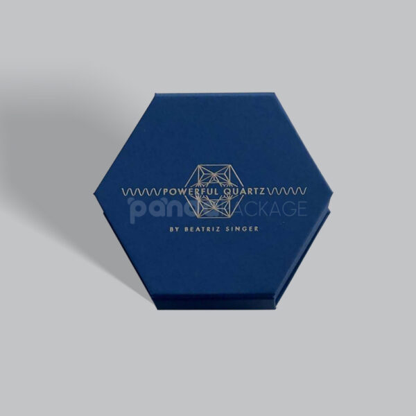 Blue Hexagon Gift Box with Gold Foil