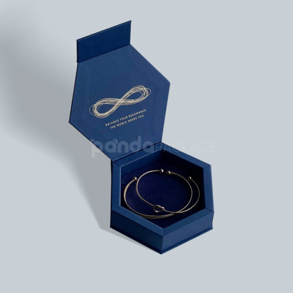 Blue Hexagon Gift Box with Gold Foil