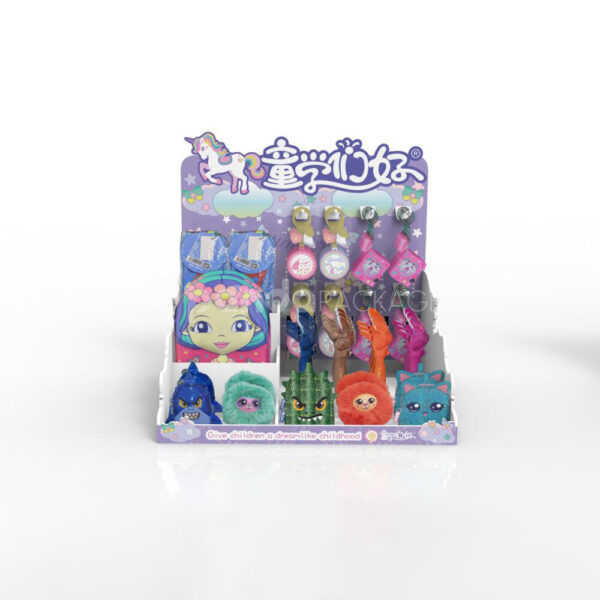 Retail Counter Display Stand with Header Card and Toy Sections