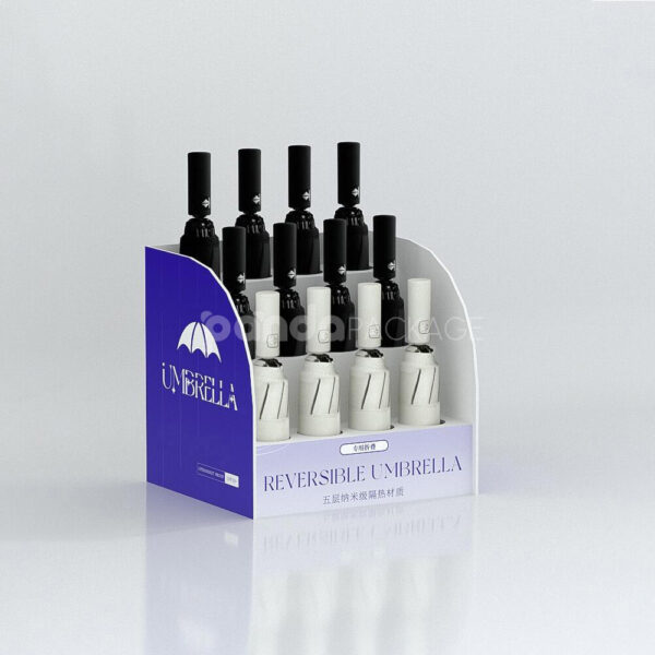 Compact Retail Counter Display for Foldable Umbrellas