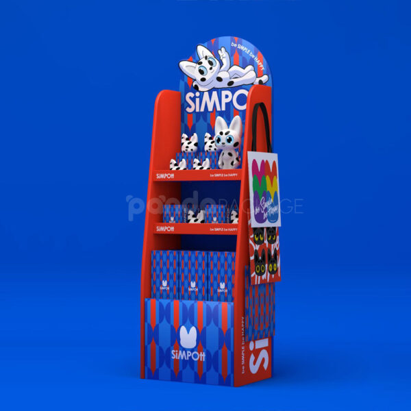 Colorful Cardboard Floor Display for Plush Figures and Licensed Merchandise