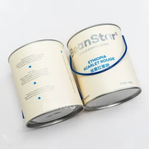 Food-grade round rigid paper tube with metal lid and handle for coffee packaging