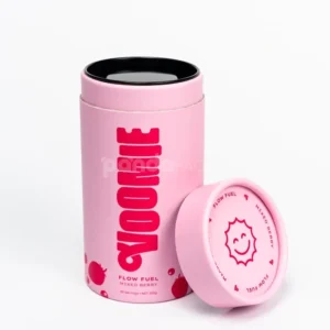 Pastel rigid paper tube with inner plastic lid for powdered product packaging