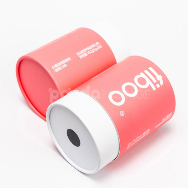 Persimmon Round Paperboard Canister with White Lid