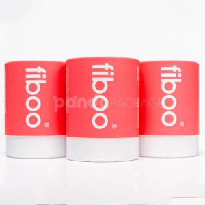 Persimmon round paper canister with white lid for stylish packaging