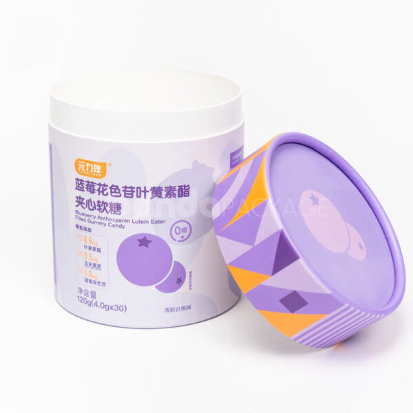 Purple Round Paperboard Box with Top Lid