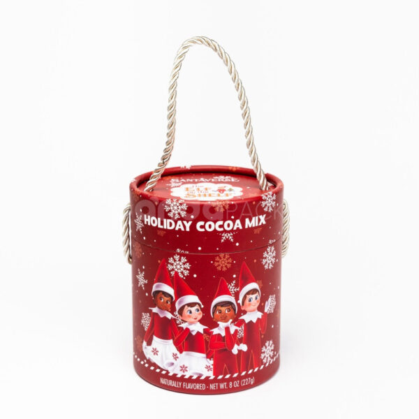 Printed Round Paper Canister with Rope Handle Lid